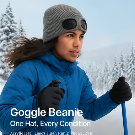 Knit Beanie Hat with Goggles for Cold Weather