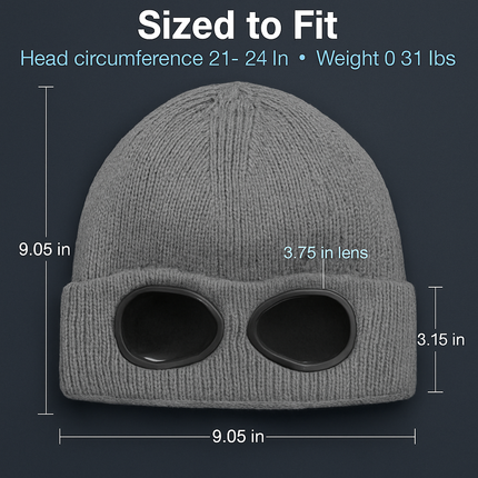 Knit Beanie Hat with Goggles for Cold Weather