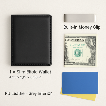 Unisex PU Leather Wallet RFID Blocking Slim Bifold Credit Card Holder with Money Clip
