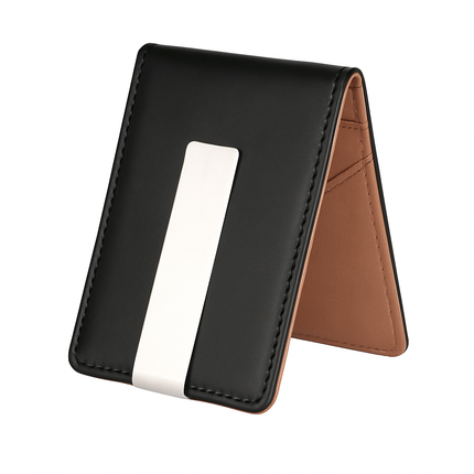 Unisex PU Leather Wallet RFID Blocking Slim Bifold Credit Card Holder with Money Clip