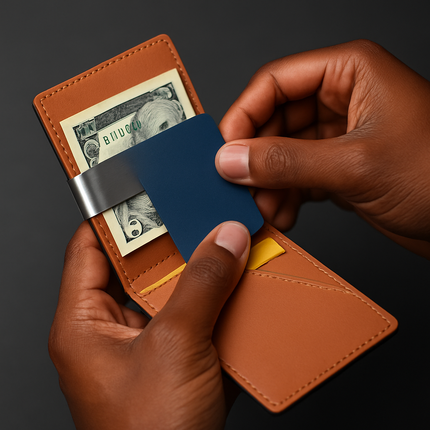 Unisex PU Leather Wallet RFID Blocking Slim Bifold Credit Card Holder with Money Clip
