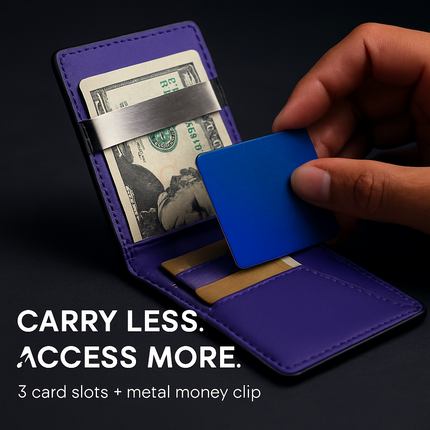 Unisex PU Leather Wallet RFID Blocking Slim Bifold Credit Card Holder with Money Clip