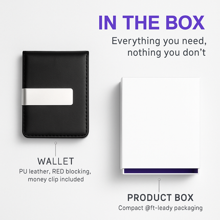 Unisex PU Leather Wallet RFID Blocking Slim Bifold Credit Card Holder with Money Clip