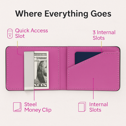 Unisex PU Leather Wallet RFID Blocking Slim Bifold Credit Card Holder with Money Clip