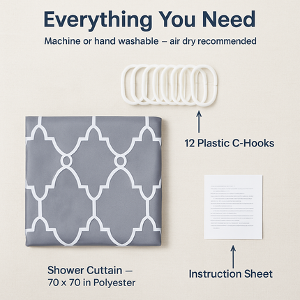 Shower Curtain - Waterproof Polyester Bath Curtain