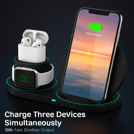 Wireless Charging Station for iPhone, Watch & Earbuds