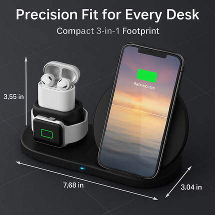 Wireless Charging Station for iPhone, Watch & Earbuds
