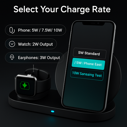 Wireless Charging Station for iPhone, Watch & Earbuds