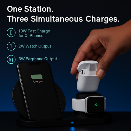 Wireless Charging Station for iPhone, Watch & Earbuds
