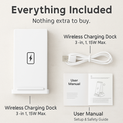 3-in-1 Wireless Qi Charger Dock for iPhone, Watch AirPods