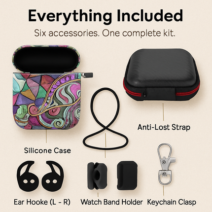 Case with Silicone Cover, Strap and Ear Hooks