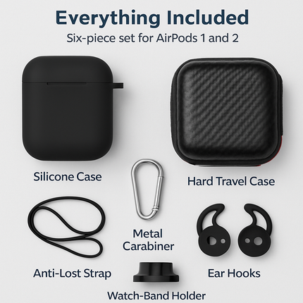 Case with Silicone Cover, Strap and Ear Hooks