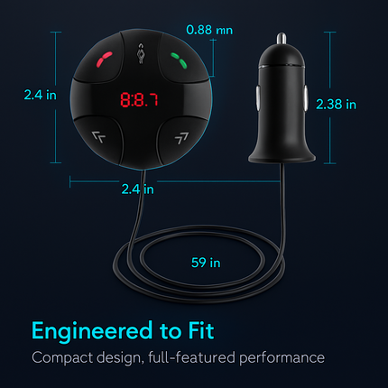 Wireless FM Transmitter Car Kit for Hands-Free Calls
