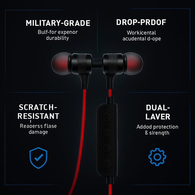 Wireless Headsets In-Ear Neckband Headphones Sweat-proof Sport Earbuds w/ Call Alert Number Broadcast For Gym Running Hiking