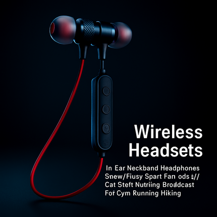 Wireless Headsets In-Ear Neckband Headphones Sweat-proof Sport Earbuds w/ Call Alert Number Broadcast For Gym Running Hiking