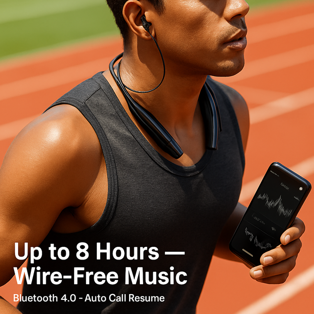 iNOVA Wireless Sports Stereo Hands Free Headset for Phone and Tablet in Black
