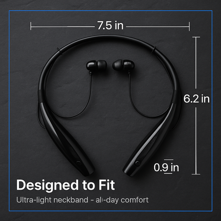 iNOVA Wireless Sports Stereo Hands Free Headset for Phone and Tablet in Black