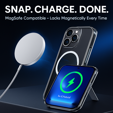 Metal Kickstand Clear Case for iPhone – MagSafe Ready