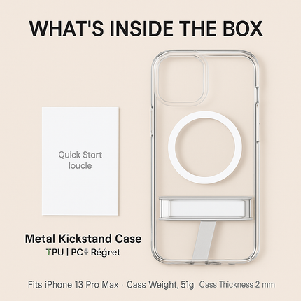 Metal Kickstand Clear Case for iPhone – MagSafe Ready