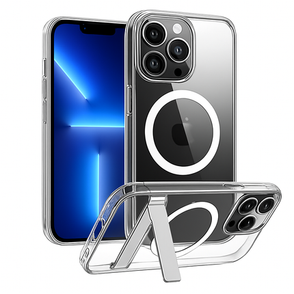 Metal Kickstand Clear Case for iPhone – MagSafe Ready