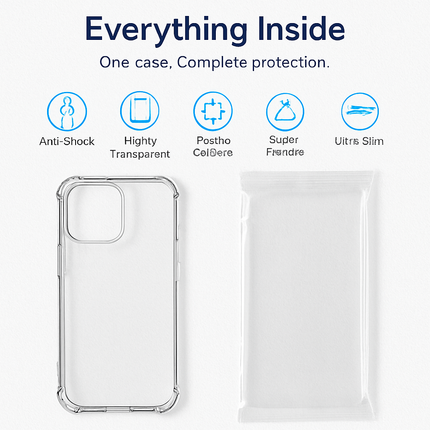Shockproof Clear Phone Case for iPhone - Protective & Clear