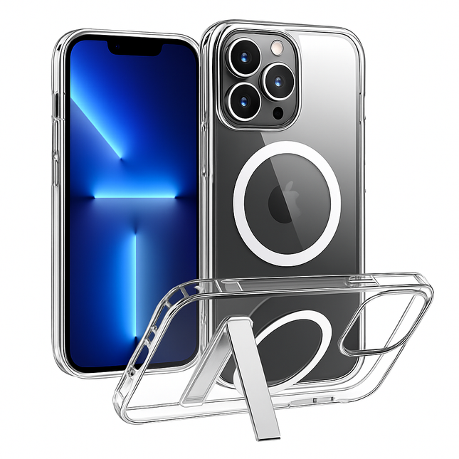 Metal Kickstand Clear Case for iPhone – MagSafe Ready