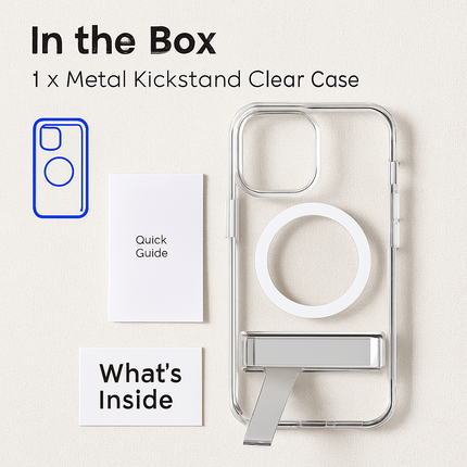Metal Kickstand Clear Case for iPhone – MagSafe Ready