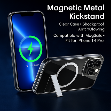 Metal Kickstand Clear Case for iPhone – MagSafe Ready