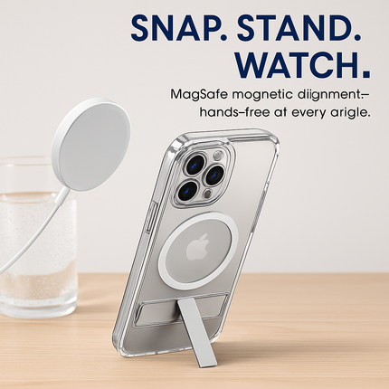 Metal Kickstand Clear Case for iPhone – MagSafe Ready