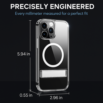 Metal Kickstand Clear Case for iPhone – MagSafe Ready