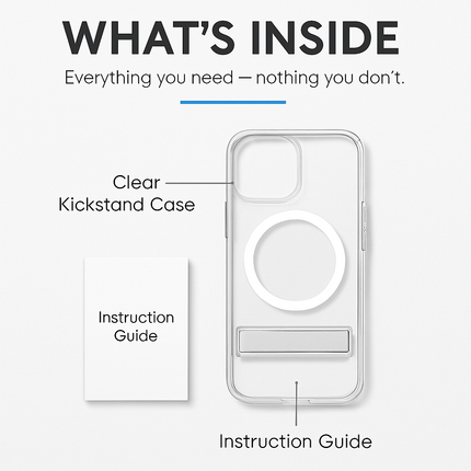Metal Kickstand Clear Case for iPhone – MagSafe Ready