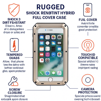 Rugged Shock-Resistant Hybrid Full Cover Case For iPhone 7