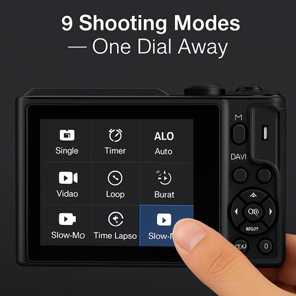 5K 75MP Digital Camera for Photography Anti-Shake WiFi Vlogging Video Camera with 9 Shooting Modes 18X Zoom Fill Light Webcam Function 2 Batteries 32G