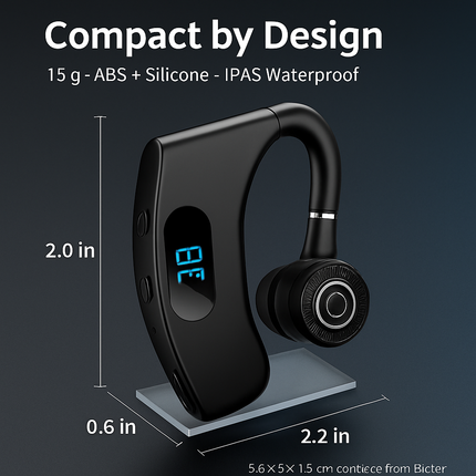 Wireless Earpiece with Hook for Hands-Free Calls