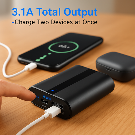 12000mAh Portable Charger with Dual USB Ports 3.1A Output Power Bank Ultra-Compact External Battery Pack Fast Charging for IOS Phone Samsung Xiaomi ZT