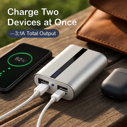 12000mAh Portable Charger with Dual USB Ports 3.1A Output Power Bank Ultra-Compact External Battery Pack Fast Charging for IOS Phone Samsung Xiaomi ZT