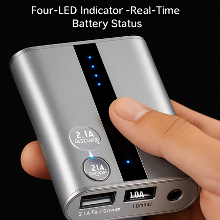 12000mAh Portable Charger with Dual USB Ports 3.1A Output Power Bank Ultra-Compact External Battery Pack Fast Charging for IOS Phone Samsung Xiaomi ZT
