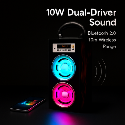 iRola Wireless Speaker 10W Powerful Subwoofer Wooden Loudspeaker FM AUX MMC for iPhone X Samsung S9 Tablet PC