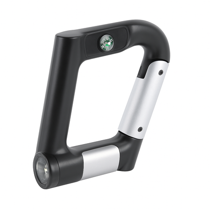 2200mAh Power Bank w/Emergency Flashlight Compass Carabiner-Shaped Hiking Camping Use