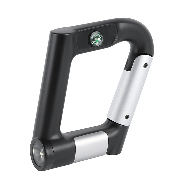 2200mAh Power Bank w/Emergency Flashlight Compass Carabiner-Shaped Hiking Camping Use