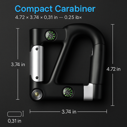 2200mAh Power Bank w/Emergency Flashlight Compass Carabiner-Shaped Hiking Camping Use