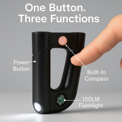 2200mAh Power Bank w/Emergency Flashlight Compass Carabiner-Shaped Hiking Camping Use