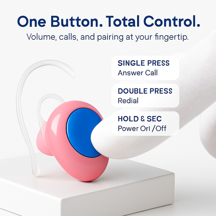 Mini Stereo Wireless Headset Pink Color for Hands-Free Calls