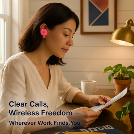 Mini Stereo Wireless Headset Pink Color for Hands-Free Calls