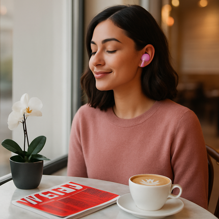 Mini Stereo Wireless Headset Pink Color for Hands-Free Calls