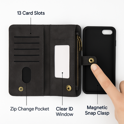 iPhone 6s Plus Wallet Case with Detachable Cover