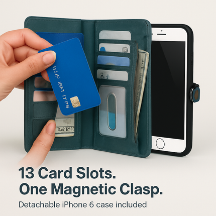 Wallet Case with Detachable Phone and Card Wallet