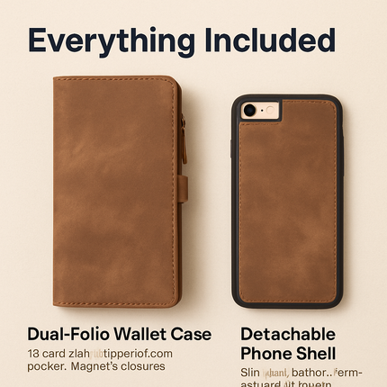 Wallet Case with Detachable Phone and Card Wallet