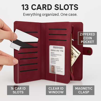 Wallet Case with Detachable Phone and Card Wallet