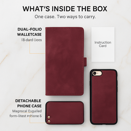 Wallet Case with Detachable Phone and Card Wallet